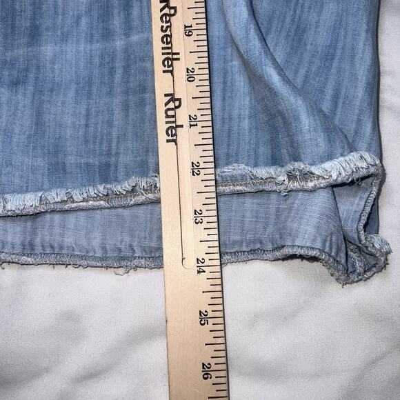 Cloth & Stone Shirt Size L Blue Chambray Flare Sleeve Open Tie Back Anthropologi - Picture 6 of 15